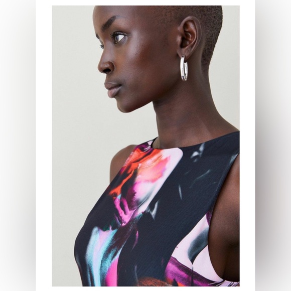 NWT Karen Millen High Neck Draped Jersey Bodysuit in Purple - Picture 2 of 8